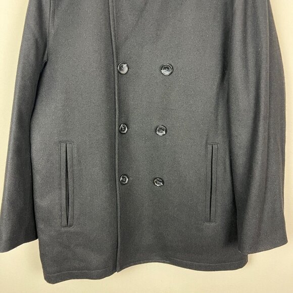 Michael Kors Jacket Mens Large Black Peacoat‎ Double Breasted Wool Blend Lined L - Picture 4 of 16